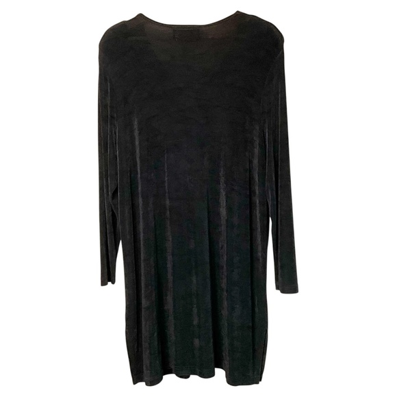 MARALLIS COLLECTION Jersey Knit Black Long Line Button Front Cardigan US Sz L - Picture 4 of 9